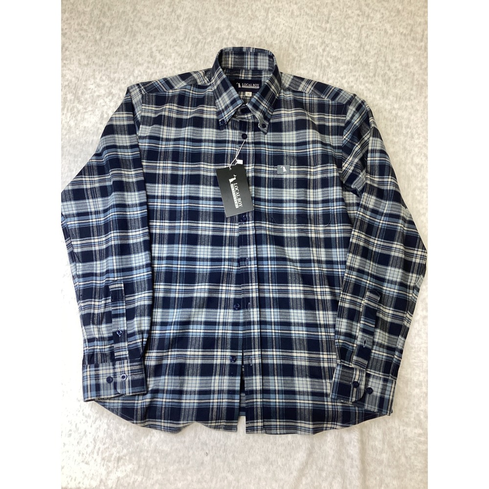 Local Boy Outfitters Mens Blue‎ Plaid Performance Button Down Shirt Small NWT